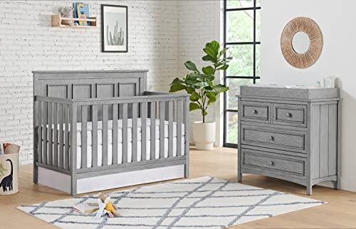 Oxford Baby Bennett 4-in-1 Convertible Crib, Rustic Gray, GreenGuard Gold Certified