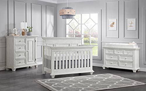 Oxford Baby Weston 4-in-1 Convertible Crib, Vintage White, GreenGuard Gold Certified