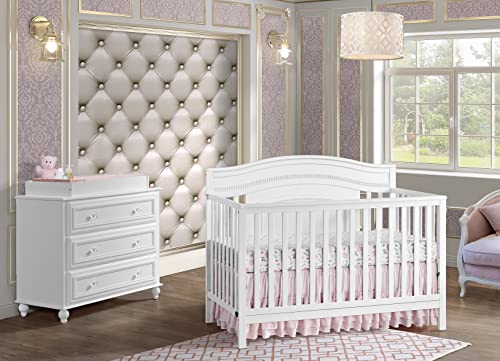 Oxford Baby Briella 4-in-1 Convertible Crib, White, GreenGuard Gold Certified