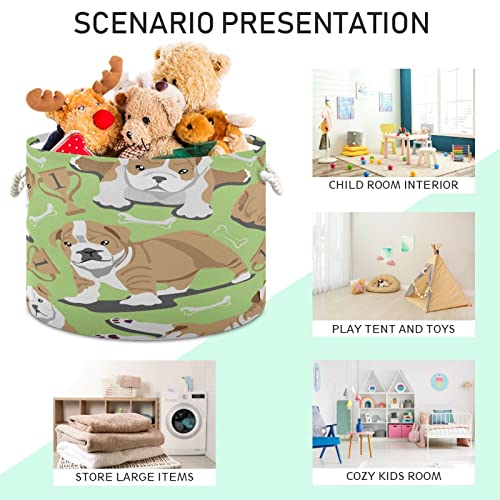 Kigai Cotton Rope Basket Cute Dogs Large Storage Basket for Toys Blanket Baby Laundry Basket for Nursery, Closet, Bedroom, Home Organization