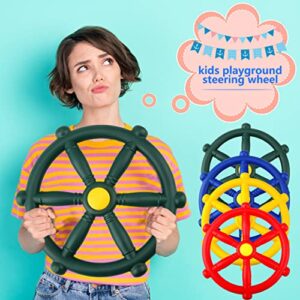 Rcanedny 3 Pack Playground Steering Wheel Swingset Steering Wheel Pirate Ship Steering Wheel Toys for Kids Outdoor Playground Ship Playhouse Treehouse Decor (Blue,Green,Yellow)