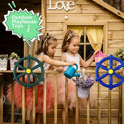 Rcanedny 3 Pack Playground Steering Wheel Swingset Steering Wheel Pirate Ship Steering Wheel Toys for Kids Outdoor Playground Ship Playhouse Treehouse Decor (Blue,Green,Yellow)