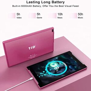 Android 12 Tablet 10 inch Tablets, 64GB ROM 512GB Expand Tablet pc, Quad Core Processor, HD IPS Screen, 8MP Dual Camera, Wi-Fi 6, G+G, Bluetooth5.0,6000mAh Battery Google GMS Stand Tablet (WineRed)