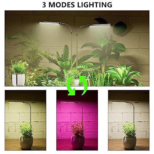 Juhefa LED Grow Light, 6000K Full Spectrum Gooseneck Plant Growing Lamp for Indoor Small Mini Plants, Auto On/Off Timer 4/8/12/18Hrs & 3 Colors Spectrum