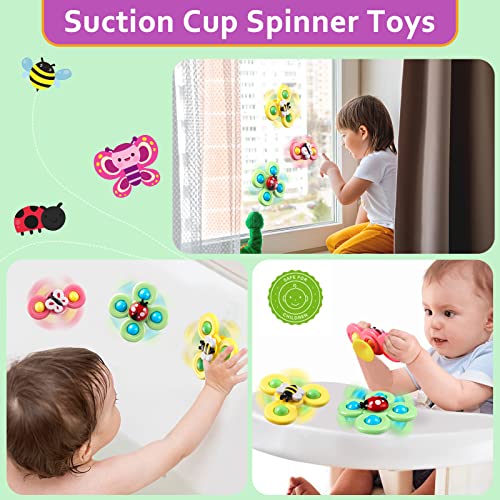 Baby Toys for 6 to 12 Months, Montessori Toys for Babies, Sensory Bins Toys for Toddlers 1-3, Pull String Teether Infants Bath Toys 6 in 1 Stacking Blocks Rings, Matching Eggs, Suction Cup Spinner Toy