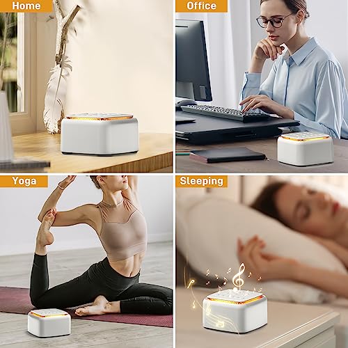 White Noise Machine, Symoode Rechargeable Sound Machines with Warm Night Light for Sleeping, 15 Non Looping Natural Soothing Sounds, Timer & Memory Feature, Portable Sleep Sound Machine for Adults