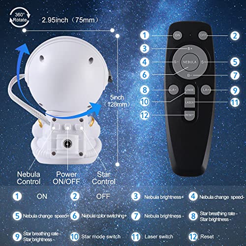 Astronaut Star Projector, Galaxy Projector, Star Night Light Projector. Galaxy Bedroom Projector, Adult Playroom/Kids Room/Home Theater/Ceiling/Room Decoration