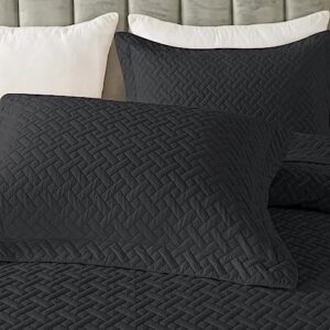 HYLEORY Quilt Set Full/Queen Size - Soft Lightweight Quilts Summer Quilted Bedspreads - Reversible Coverlet Bedding Set for All Season 3 Piece (1 Quilt, 2 Pillow Shams) - Dark Grey