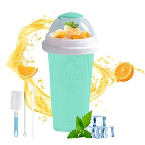 slushy maker cup, frozen magic slushie maker cup, quick cooling maker cups with lids and straws, double layer silicone smoothie cup, cool fun stuff things gadgets for everyone (new blue)