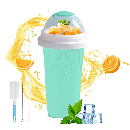 Slushy Maker Cup, Frozen Magic Slushie Maker Cup, Quick Cooling Maker Cups with Lids and Straws, Double Layer Silicone Smoothie Cup, Cool Fun Stuff Things Gadgets for Everyone (New Blue)