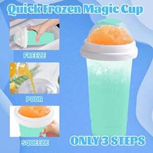 Slushy Maker Cup, Frozen Magic Slushie Maker Cup, Quick Cooling Maker Cups with Lids and Straws, Double Layer Silicone Smoothie Cup, Cool Fun Stuff Things Gadgets for Everyone (New Blue)