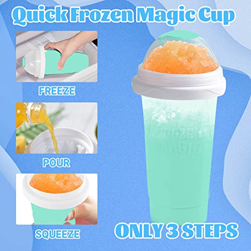 Slushy Maker Cup, Frozen Magic Slushie Maker Cup, Quick Cooling Maker Cups with Lids and Straws, Double Layer Silicone Smoothie Cup, Cool Fun Stuff Things Gadgets for Everyone (New Blue)