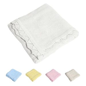 trendstitch 100% cotton baby blanket knit lace soft warm toddler blanket,30 x 40 inches，white