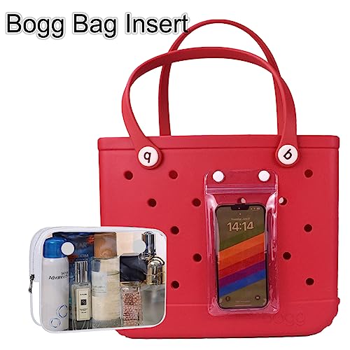 Juyeesm 3 Packs Bogg Bag Insert, Clear Inner Pouch Bags Compatible With Bogg Bag, Bogg Bag Accessories Charms for Organized Storage In Your Rubber Beach Tote Bag