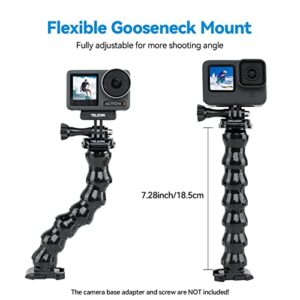 TELESIN Jaws Flex Super Clamp Mount Gooseneck Desk Table Stroller Gym Vlog Video Light Extension Holder Attachment for GoPro Max Mini Hero 11 10 9 8 7 6 5, Insta360 X2 X3, DJI Action 2 3 Accessories