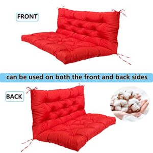 Replacement Cushions for Swing, Porch Swing Cushions with Backrest 2-3 Seater Waterproof Bench Pad Cushions Loveseat Cushions with Ties for Outdoor Patio Garden Furniture ( bright red 60*40in)