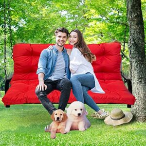 Replacement Cushions for Swing, Porch Swing Cushions with Backrest 2-3 Seater Waterproof Bench Pad Cushions Loveseat Cushions with Ties for Outdoor Patio Garden Furniture ( bright red 60*40in)