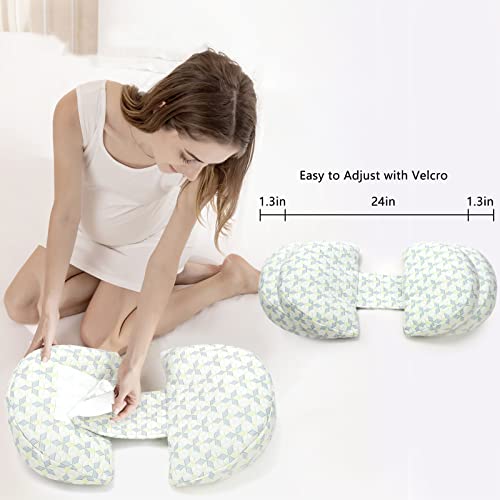 Coldew Pregnancy Pillows for Sleeping, Maternity Pillow for Pregnant Women, Soft Pregnancy Body Pillow with Detachable and Adjustable Pillow Cover - Support for Belly, Back, Legs, Hips (Golden, Small)