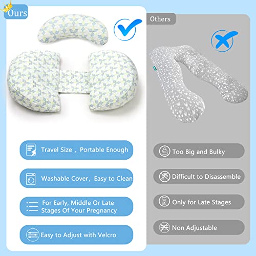 Coldew Pregnancy Pillows for Sleeping, Maternity Pillow for Pregnant Women, Soft Pregnancy Body Pillow with Detachable and Adjustable Pillow Cover - Support for Belly, Back, Legs, Hips (Golden, Small)