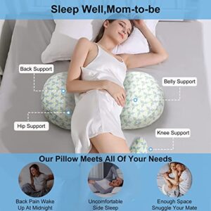 Coldew Pregnancy Pillows for Sleeping, Maternity Pillow for Pregnant Women, Soft Pregnancy Body Pillow with Detachable and Adjustable Pillow Cover - Support for Belly, Back, Legs, Hips (Golden, Small)