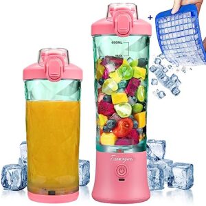 portable blender personal juicer, 20oz with travel lid,high speed smoothie mini blender usb rechargeable fruit mixing machine for shakes and nut, juice, baby food