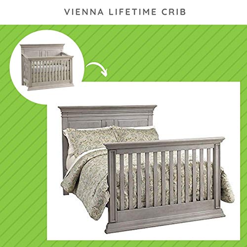 Full-Size Conversion Kit Bed Rails for Baby Cache Cribs | Multiple Finishes Available (Ash Gray)