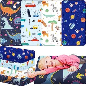mixweer 4 pcs daycare crib sheets for toddler and preschool 19 x 45 inches nap mat sheet for boys soft breathable nap pad cover standard daycare cot bed fitted sheet