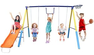 smkidsport swing set 5 in 1 playground set for kids outdoor backyard