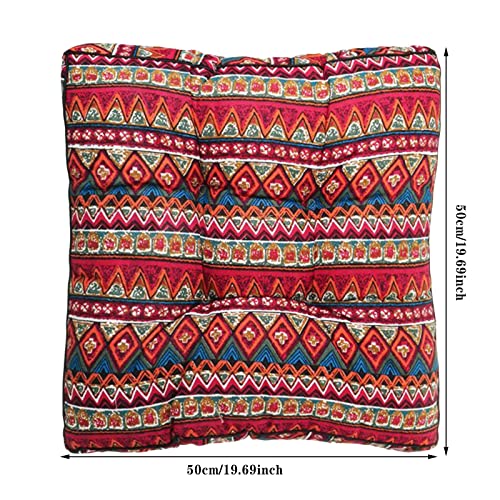 TUNKENCE Chair Mat Chair Cushions Cute Bohemian Outdoor Patio Chair Seat Pads Square Floor Pillow Kitchen Chair Seat Cushion Pads for Patio Porch Swing Garden Kitchen,19.7Inch