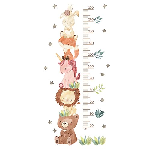 Kawaii Wall Decorations, Cute Cartoon Height Chart Stickers, Growth Chart for Wall, Living Room, Bedroom Wall Decoration Stickers (Bear Stacked)