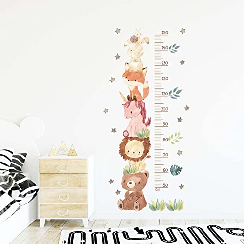 Kawaii Wall Decorations, Cute Cartoon Height Chart Stickers, Growth Chart for Wall, Living Room, Bedroom Wall Decoration Stickers (Bear Stacked)