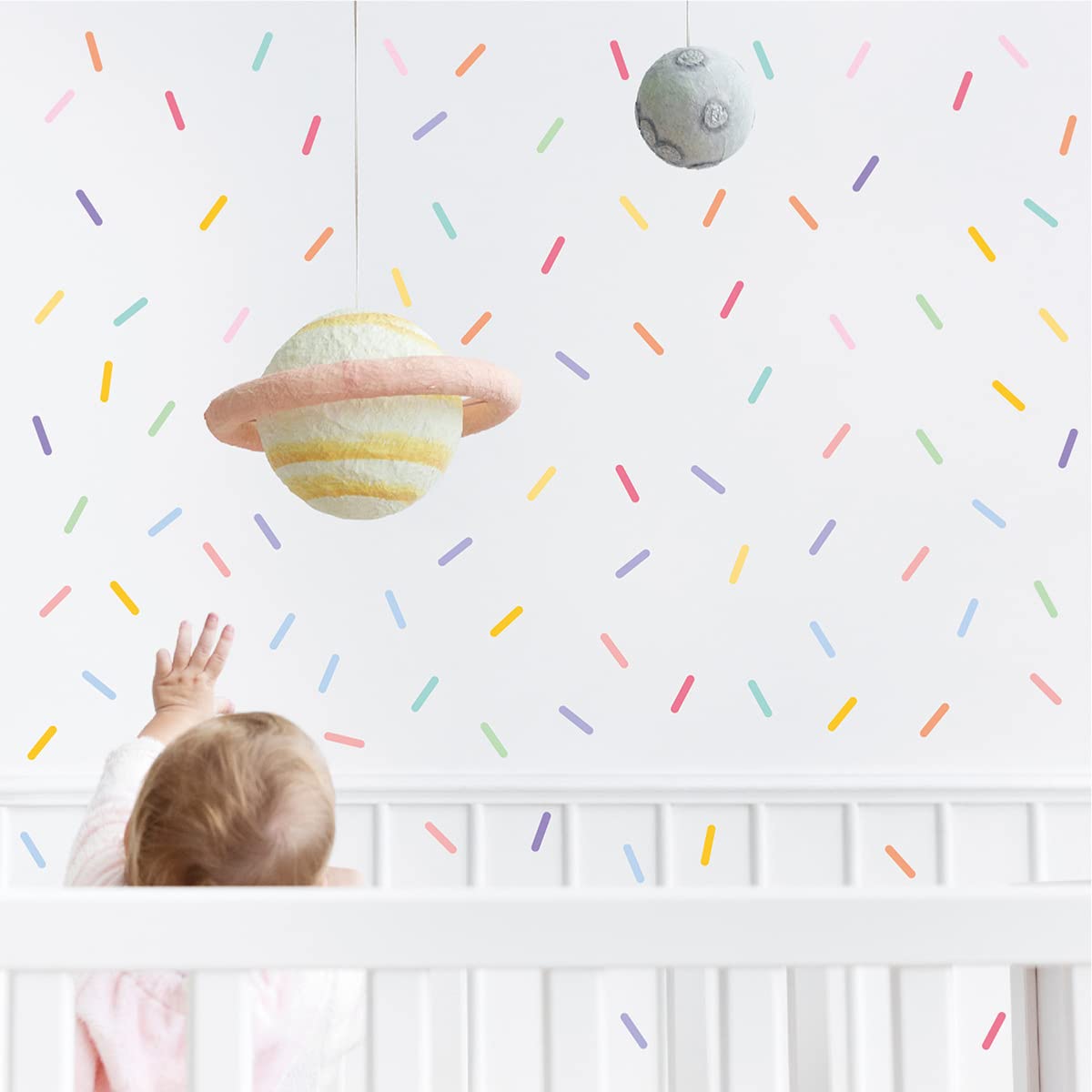 Confetti Strip Wall Decal Stickers for Kids Room Removable Confetti Sprinkle Wall Stickers for Nursery Boys Girls Bedroom DIY Decorations