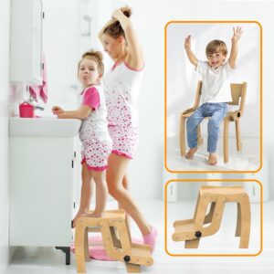 toddler step stool, wooden folding toddler step stool, two step kids step stool, transformable toddler chair kitchen step stool, foldable toddler step stool for bathroom sink, small toddler step stool