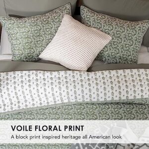 EVERGRACE Floral Printed Quilt Comforter Set Queen Size, 3 Pieces (1 Reversible Quilt Bedding Set, 2 Pillow Shams), Microfiber Lightweight Coverlet Bedspread for All Seasons, Sage Green, 92"x96"