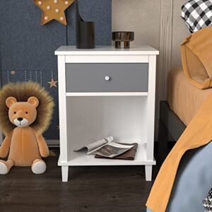leavader wooden nightstand for kids room, bedroom nightstand with 1 drawer and 1 lattice, side table with storage end table for child room, baby room, small spaces