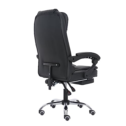 GIVENUSMYF Ergonomic Office Chair High Back with Lumbar Support and Footrest PU Leather Adjustable Swivel Reclining Executive Office Chair Black for Heavy People