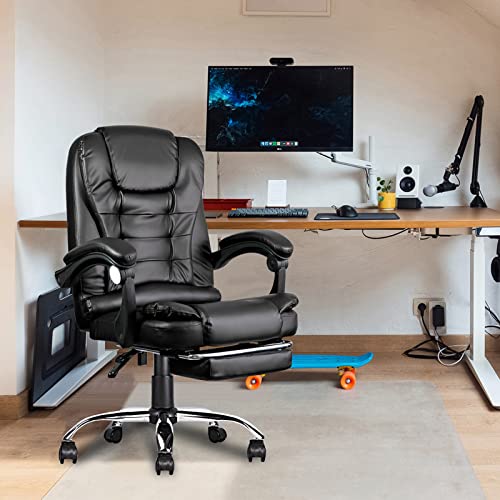 GIVENUSMYF Ergonomic Office Chair High Back with Lumbar Support and Footrest PU Leather Adjustable Swivel Reclining Executive Office Chair Black for Heavy People