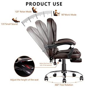 Ergonomic Office Chair with Footrest Massage Executive Office Chair High Back Office Chair with Lumbar Support Leather Recliner Chair for Home Computer Desk