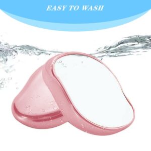 Crystal Hair Eraser, Crystal Hair Remover Painless Exfoliation, Portable Mild Hair Removal Tool, Magic Hair Eraser for Back Arms Legs Fast & Easy, Reusable Crystal Hair Eraser for Women and Men- Pink