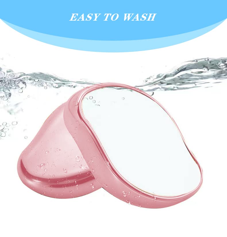 Crystal Hair Eraser, Crystal Hair Remover Painless Exfoliation, Portable Mild Hair Removal Tool, Magic Hair Eraser for Back Arms Legs Fast & Easy, Reusable Crystal Hair Eraser for Women and Men- Pink