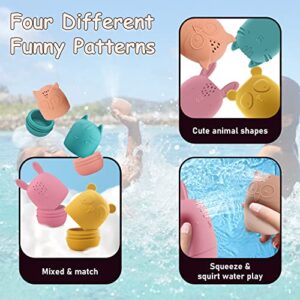 Baby Bath Toys, iselyn 4Packs Mold Free Bath Toys Silicone Bath Toys for Toddlers 1-3 Bath Toys Non-Toxic Dishwasher Safe Bathtub Toys for Infants