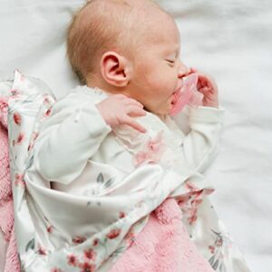 saranoni satin back receiving blankets for babies super soft lush luxury baby blanket (satin back sakura bloom, mini 15" x 20")