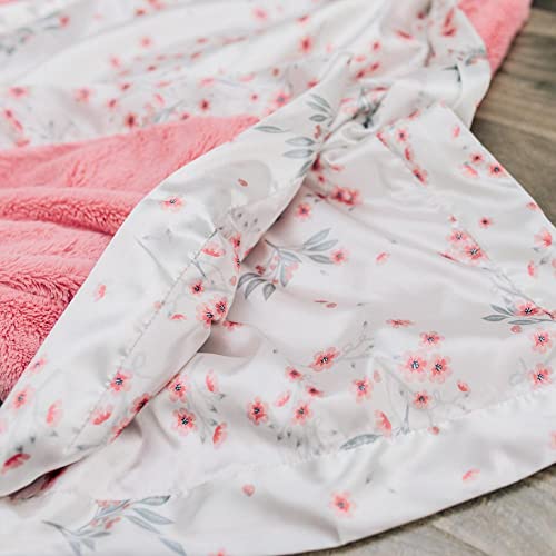 Saranoni Satin Back Receiving Blankets for Babies Super Soft Lush Luxury Baby Blanket (Satin Back Sakura Bloom, Mini 15" x 20")