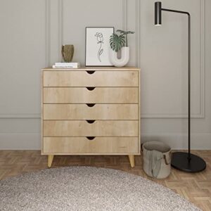 FALKK Furniture 5- Drawer Dresser - Dresser for Bedroom, Nursery Dresser Organizer, Chest of Drawers (Natural Wood)