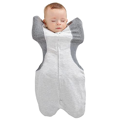 GROWNSY Baby Swaddle for Newborns, Moisture-Wicking Fabric for Better Sleep, Infant Swaddles Blanket, Sleep Sack 0-3 Month, Cotton, Newborn Essentials, Promotes Healthy Hip Development, Gray, 1.0 TOG