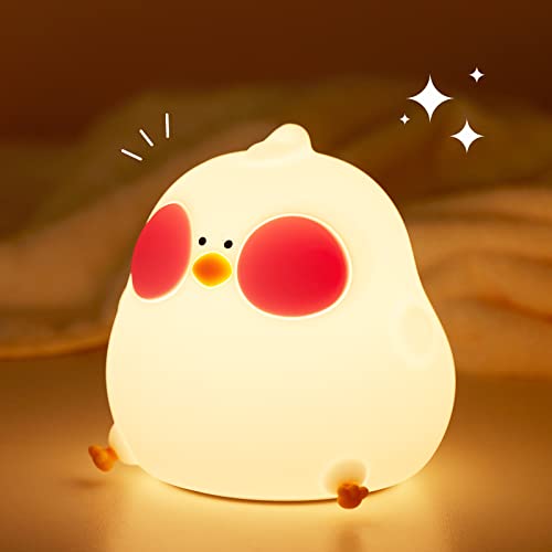 LISGHTJS Cute Night Light for Kids,Silicone Animal Night Light Portable Chick Night Lamp, USB Rechargeable Baby Nursery Lights,Kawaii Lights for Kids Room,Gifts for Toddler Boys Girls