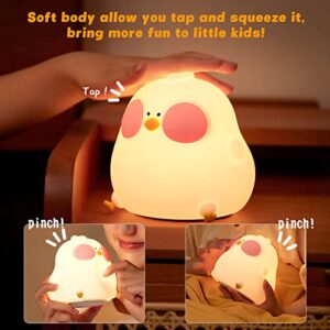 LISGHTJS Cute Night Light for Kids,Silicone Animal Night Light Portable Chick Night Lamp, USB Rechargeable Baby Nursery Lights,Kawaii Lights for Kids Room,Gifts for Toddler Boys Girls