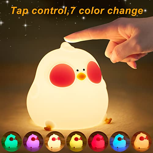 LISGHTJS Cute Night Light for Kids,Silicone Animal Night Light Portable Chick Night Lamp, USB Rechargeable Baby Nursery Lights,Kawaii Lights for Kids Room,Gifts for Toddler Boys Girls