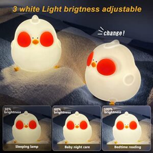 LISGHTJS Cute Night Light for Kids,Silicone Animal Night Light Portable Chick Night Lamp, USB Rechargeable Baby Nursery Lights,Kawaii Lights for Kids Room,Gifts for Toddler Boys Girls