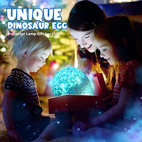 Dinosaur Egg Night Light Toys：STRAWBETTER 2-in-1 Dino & Star Projector for Kids 3-5 6 7 8 9 10 Year Old Boy Girl Gifts 360°Rotating Nights Lights Lamp Boys Gift Toy Age 3-12 Bedroom Decor